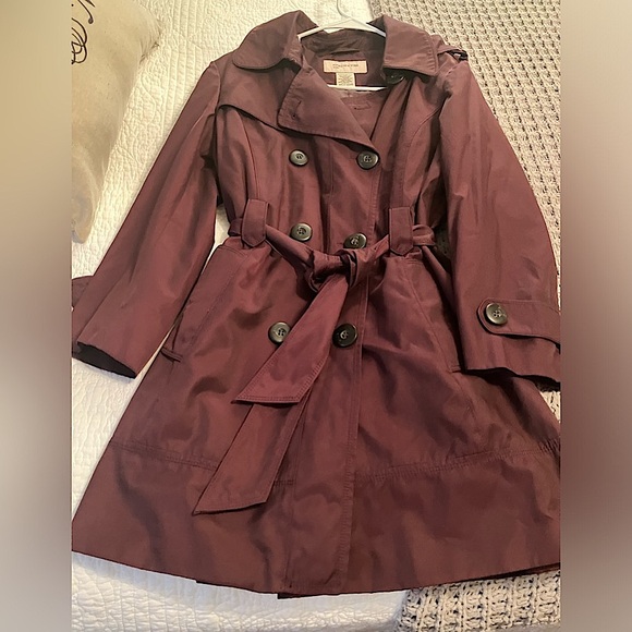 Women’s Jones New York Sport Hooded Trench (plum, size L, pre-owned) - Picture 2 of 6